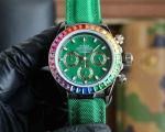 ROLEX Daytona 316L Steel Quartz Movement Canvas Bracelet Green Watch